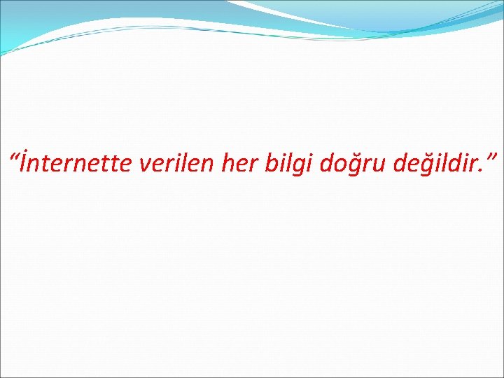 “İnternette verilen her bilgi doğru değildir. ” 