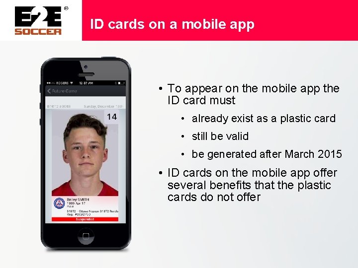 ID cards on a mobile app • To appear on the mobile app the