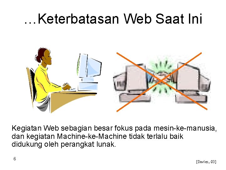 …Keterbatasan Web Saat Ini Kegiatan Web sebagian besar fokus pada mesin-ke-manusia, dan kegiatan Machine-ke-Machine