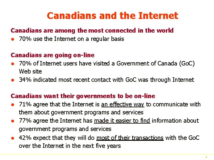 Canadians and the Internet Canadians are among the most connected in the world l