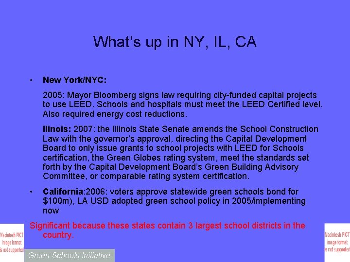 What’s up in NY, IL, CA • New York/NYC: 2005: Mayor Bloomberg signs law