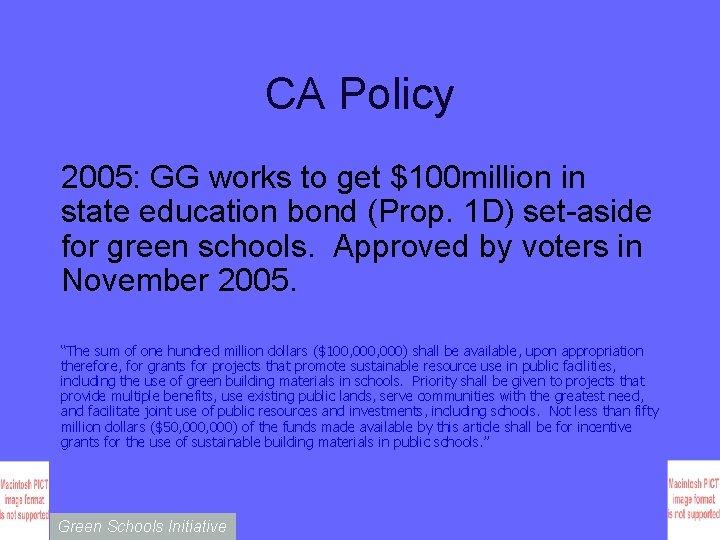 CA Policy 2005: GG works to get $100 million in state education bond (Prop.