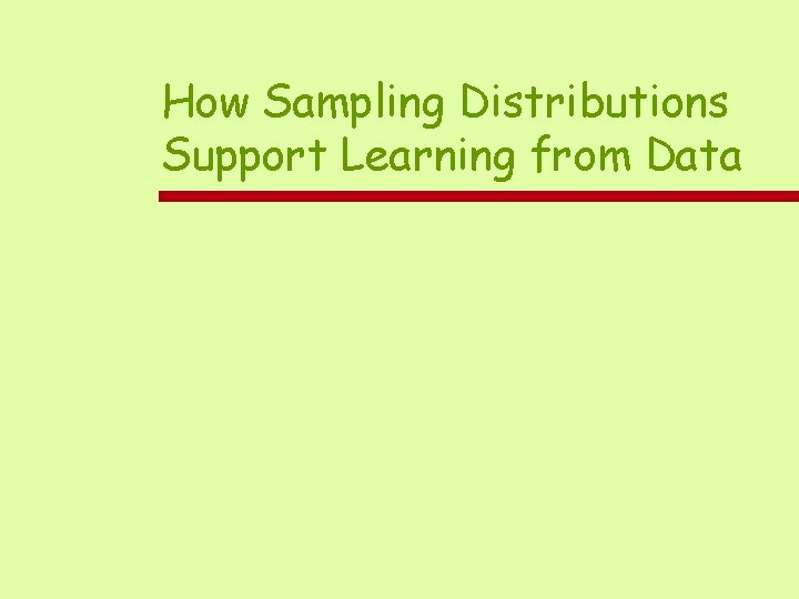 How Sampling Distributions Support Learning from Data 
