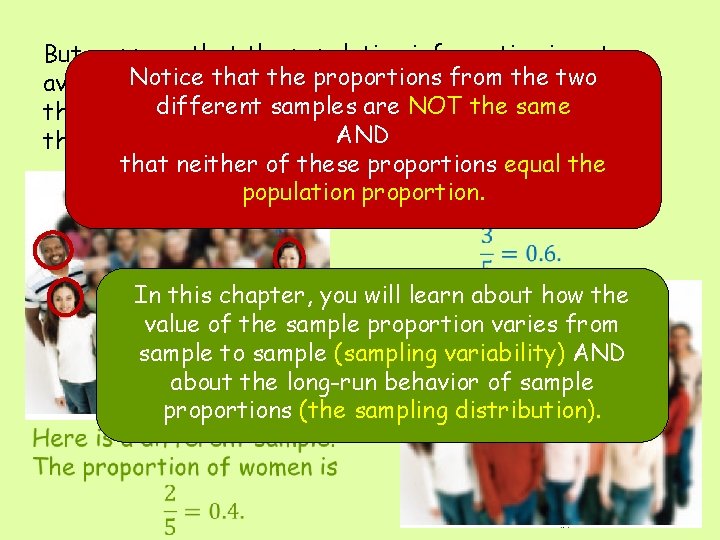 But, suppose that the population information is not Notice thatabout the proportions fromofthe two