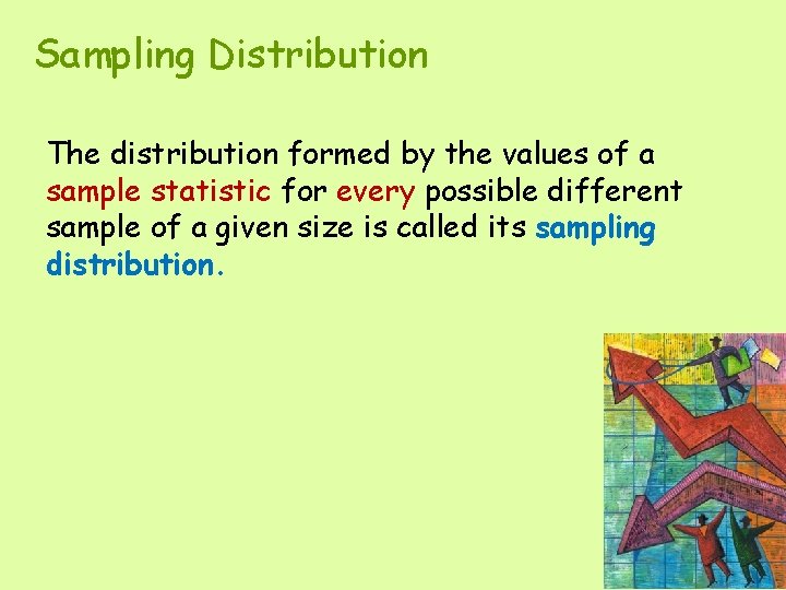 Sampling Distribution The distribution formed by the values of a sample statistic for every