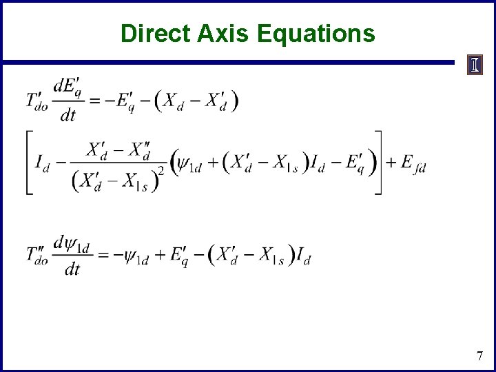 Direct Axis Equations 7 