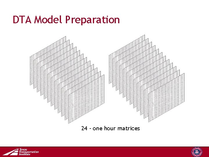 DTA Model Preparation 24 - one hour matrices Transportation Operations Group 