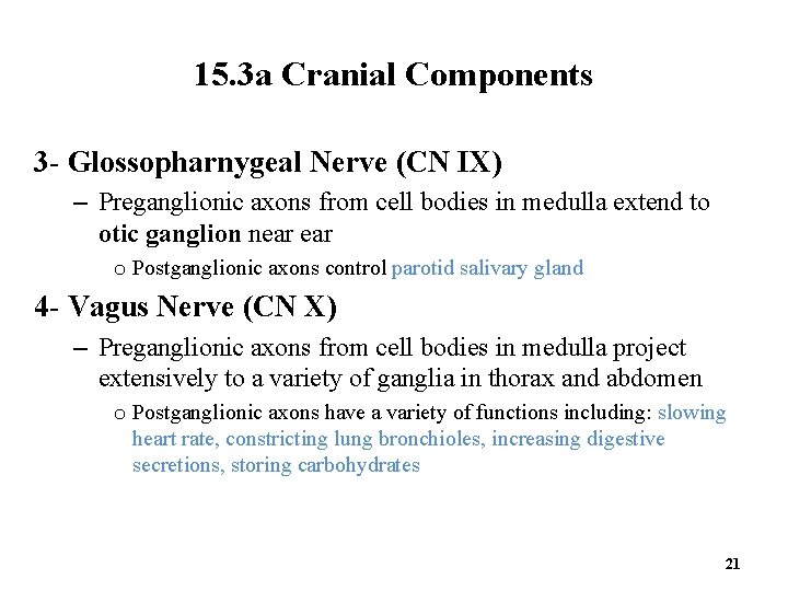 15. 3 a Cranial Components 3 - Glossopharnygeal Nerve (CN IX) – Preganglionic axons