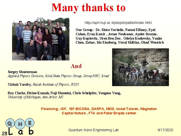 Many thanks to http: //aph. huji. ac. il/people/paltiel/index. html Our Group: Dr. Shira Yochelis,