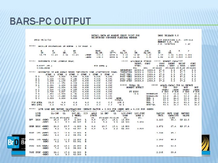 BARS-PC OUTPUT 
