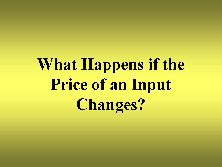 What Happens if the Price of an Input Changes? 