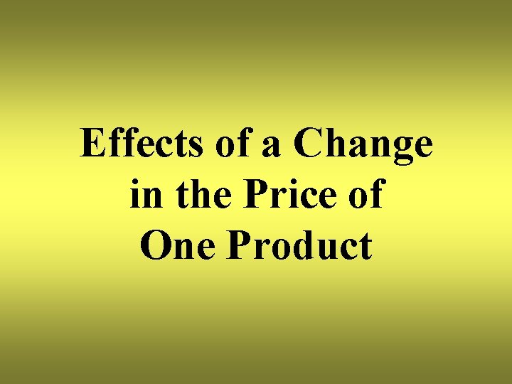 Effects of a Change in the Price of One Product 