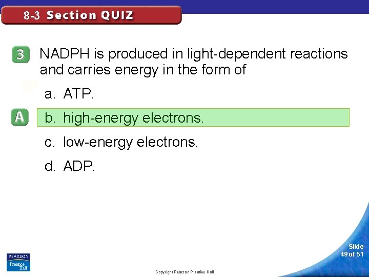 8 -3 NADPH is produced in light-dependent reactions and carries energy in the form