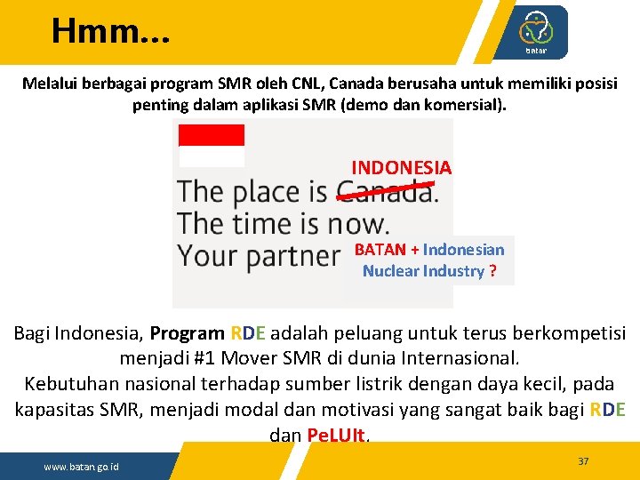 Hmm… Melalui berbagai program SMR oleh CNL, Canada berusaha untuk memiliki posisi penting dalam