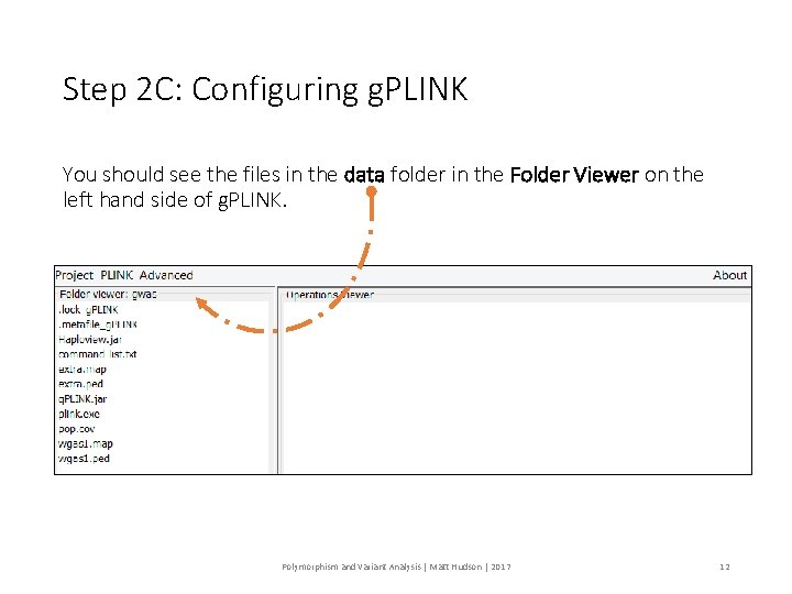 Step 2 C: Configuring g. PLINK You should see the files in the data