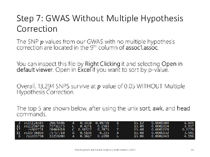 Step 7: GWAS Without Multiple Hypothesis Correction • Polymorphism and Variant Analysis | Matt