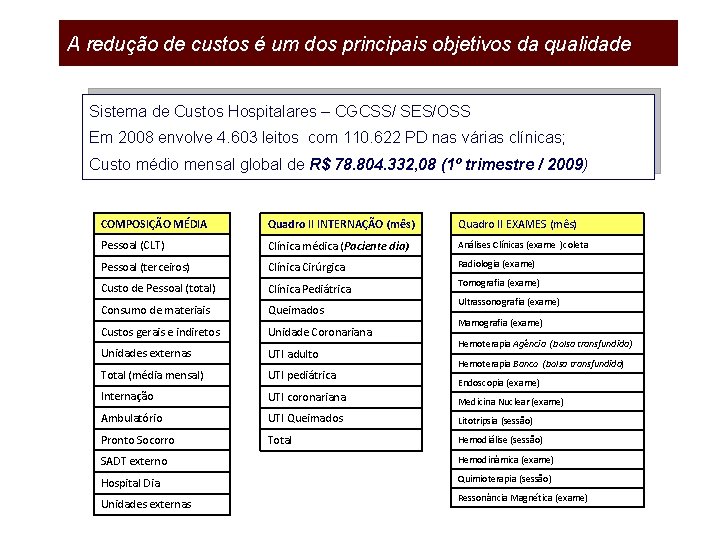 A redução de custos é um dos principais objetivos da qualidade Sistema de Custos