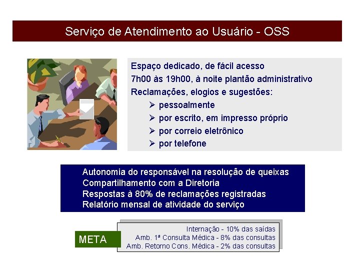 Serviço de Atendimento ao Usuário - OSS Espaço dedicado, de fácil acesso 7 h