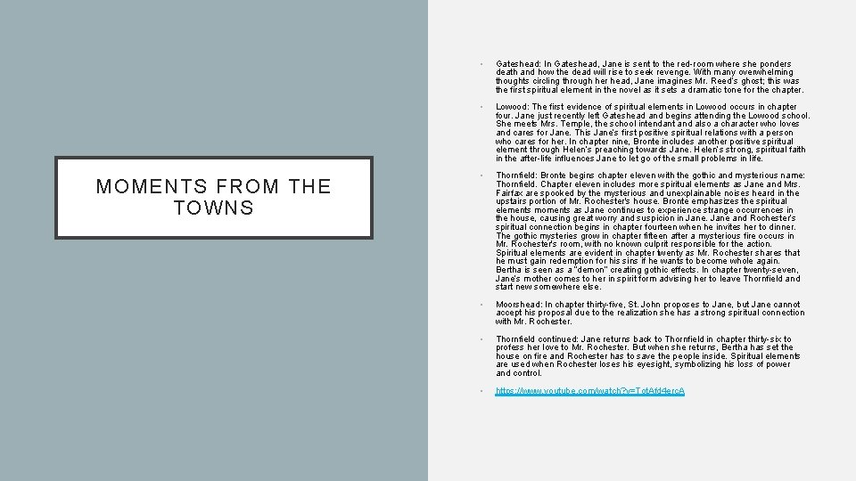 MOMENTS FROM THE TOWNS • Gateshead: In Gateshead, Jane is sent to the red-room
