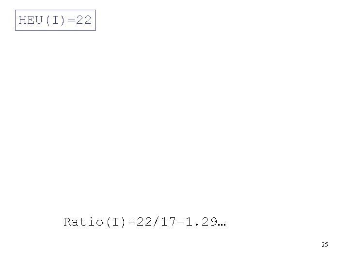 HEU(I)=22 Ratio(I)=22/17=1. 29… 25 