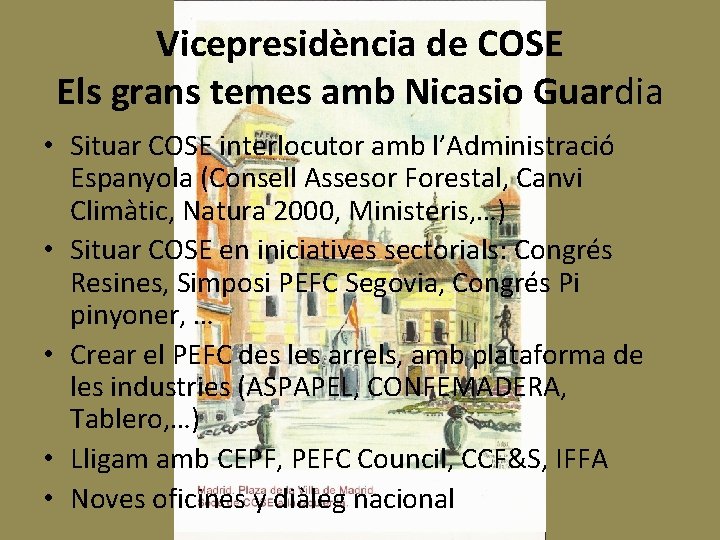 Vicepresidència de COSE Els grans temes amb Nicasio Guardia • Situar COSE interlocutor amb