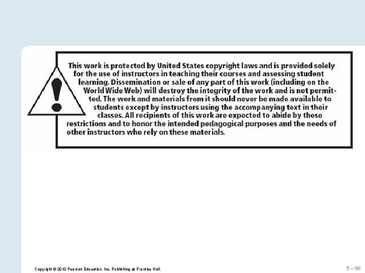 Copyright © 2010 Pearson Education, Inc. Publishing as Prentice Hall. 5 – 96 