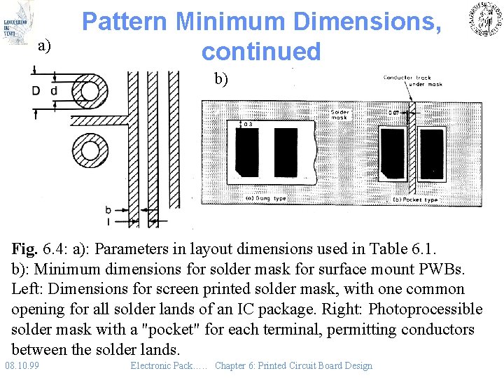a) Pattern Minimum Dimensions, continued b) Fig. 6. 4: a): Parameters in layout dimensions
