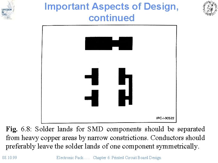 Important Aspects of Design, continued Fig. 6. 8: Solder lands for SMD components should Important Aspects of Design, continued Fig. 6. 8: Solder lands for SMD components should