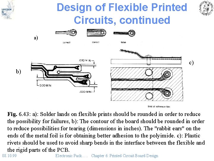 Design of Flexible Printed Circuits, continued a) c) b) Fig. 6. 43: a): Solder
