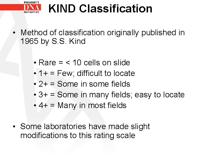 KIND Classification • Method of classification originally published in 1965 by S. S. Kind
