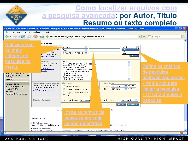 Como localizar arquivos com a pesquisa avançada: por Autor, Título Resumo ou texto completo