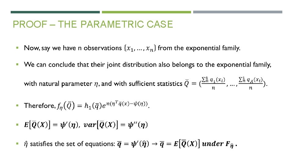 PROOF – THE PARAMETRIC CASE 