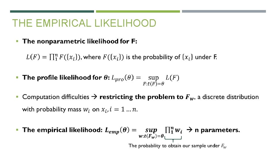 THE EMPIRICAL LIKELIHOOD 