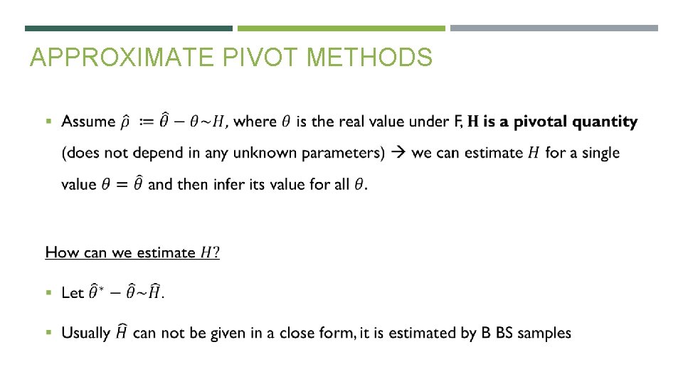 APPROXIMATE PIVOT METHODS 