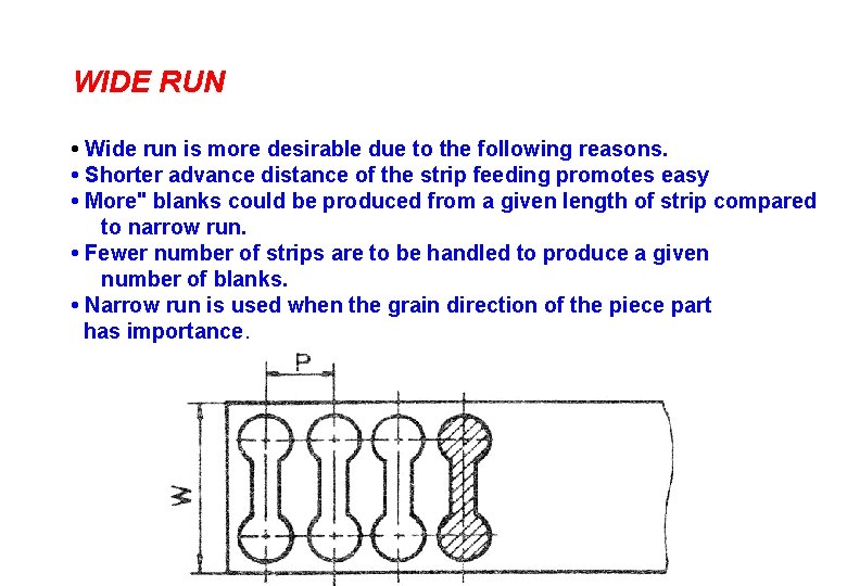 WIDE RUN • Wide run is more desirable due to the following reasons. •