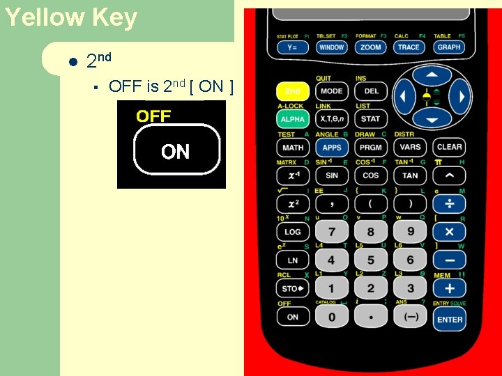 Yellow Key l 2 nd § OFF is 2 nd [ ON ] 