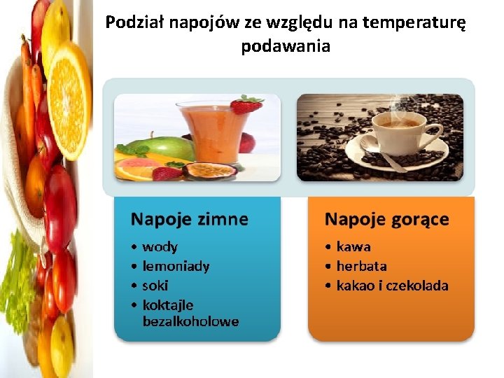 Podział napojów ze względu na temperaturę podawania 