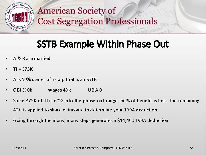 SSTB Example Within Phase Out • A & B are married • TI =