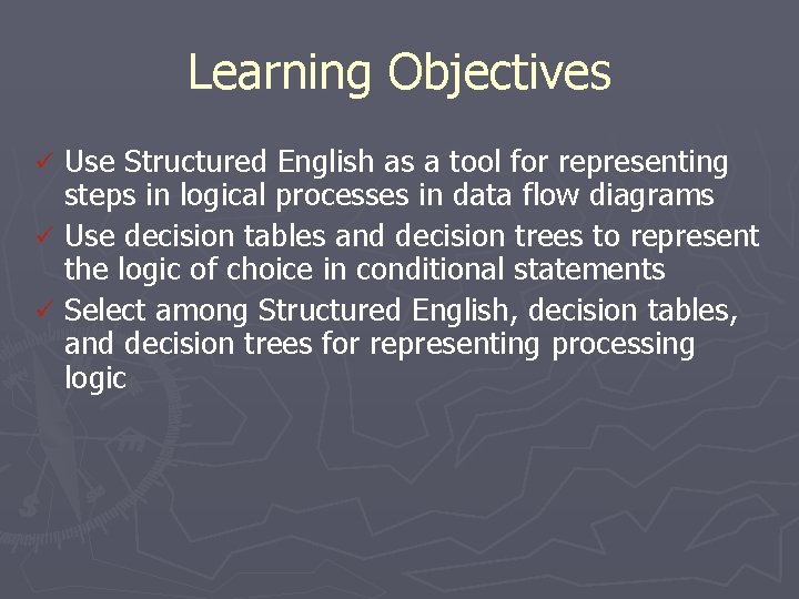 Learning Objectives Use Structured English as a tool for representing steps in logical processes Learning Objectives Use Structured English as a tool for representing steps in logical processes