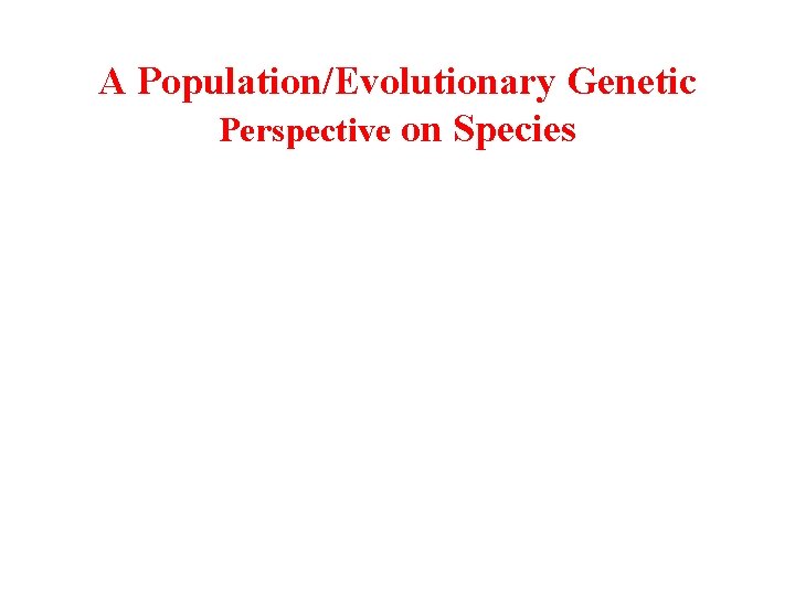 A Population/Evolutionary Genetic Perspective on Species 