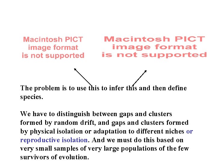 The problem is to use this to infer this and then define species. We