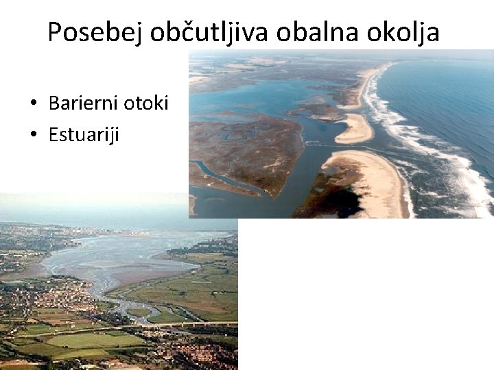 Posebej občutljiva obalna okolja • Barierni otoki • Estuariji 