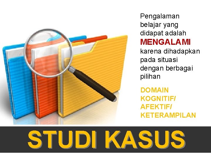 Pengalaman belajar yang didapat adalah MENGALAMI karena dihadapkan pada situasi dengan berbagai pilihan DOMAIN