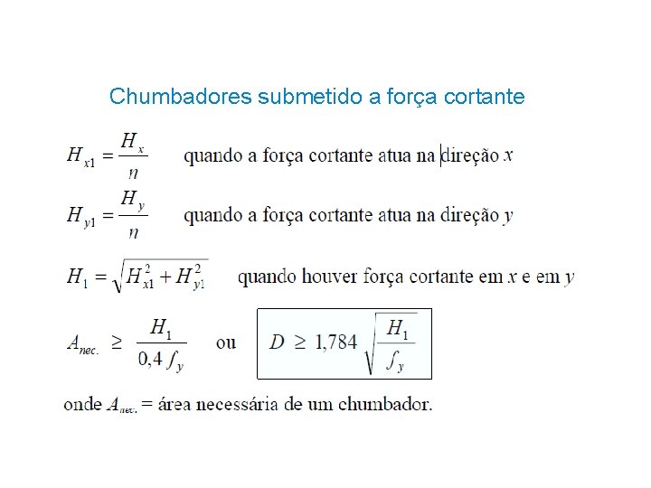 Chumbadores submetido a força cortante 