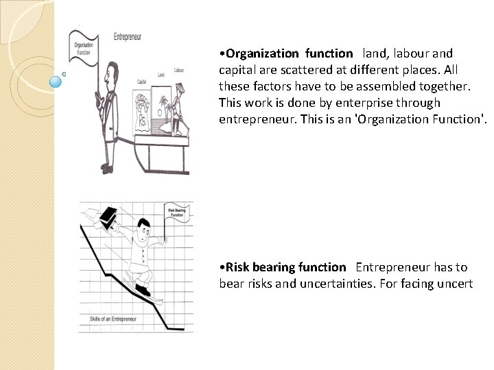  • Organization function land, labour and capital are scattered at different places. All