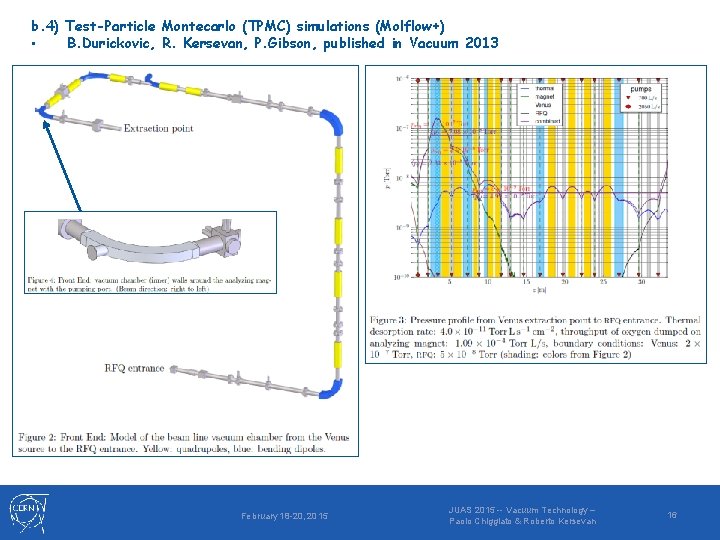 b. 4) Test-Particle Montecarlo (TPMC) simulations (Molflow+) • B. Durickovic, R. Kersevan, P. Gibson,