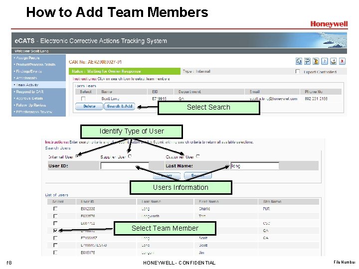 How to Add Team Members Select Search Identify Type of Users Information Select Team