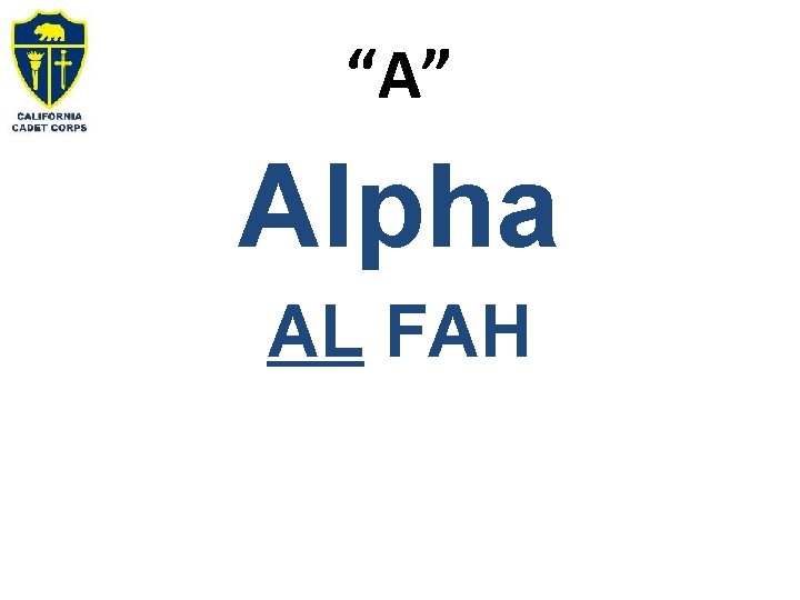 “A” Alpha AL FAH 