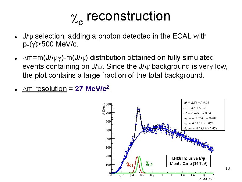 cc reconstruction J/y selection, adding a photon detected in the ECAL with p. T(g)>500