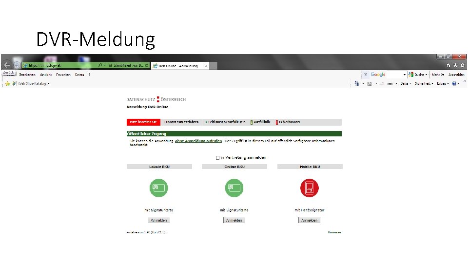 DVR-Meldung 
